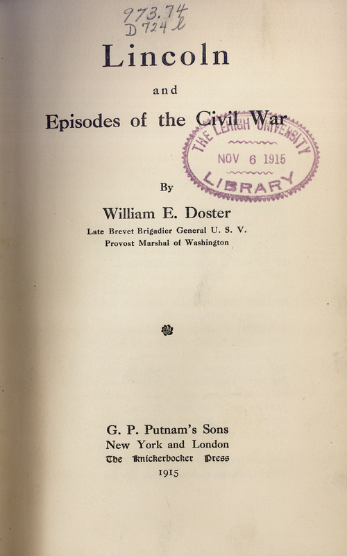 Title page of "Lincoln and Episodes of the Civil War"